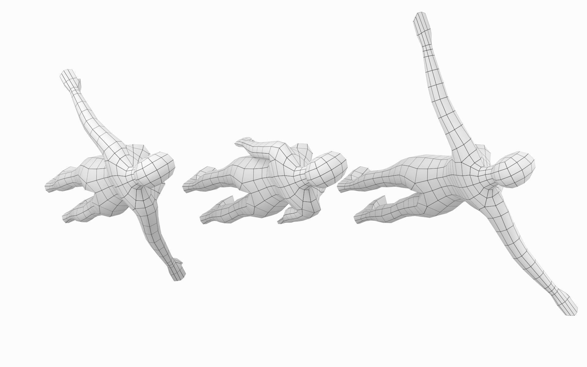 Natural Female in In 3 Modeling Poses Base Mesh 3D model_14