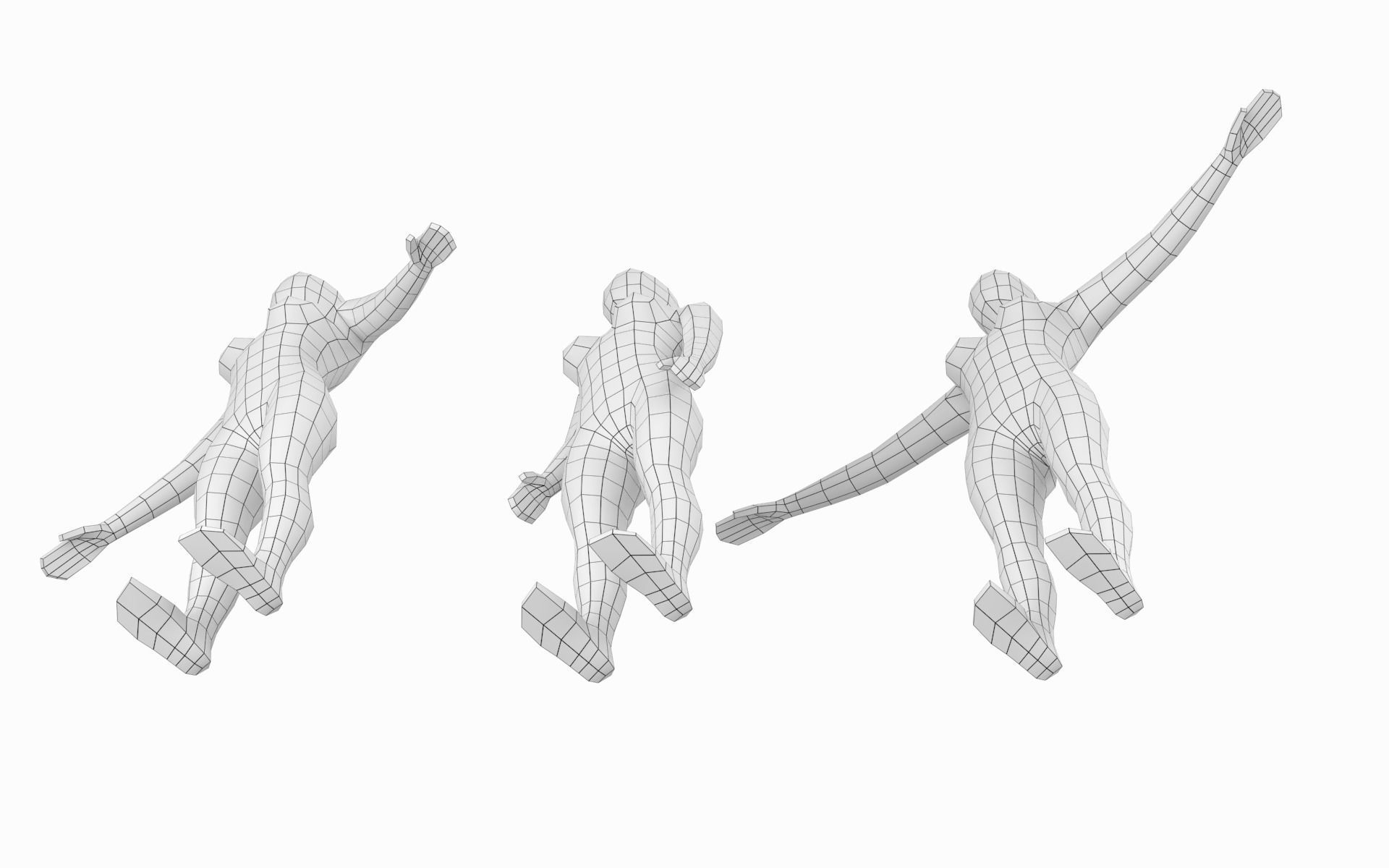 Natural Female in In 3 Modeling Poses Base Mesh 3D model_13