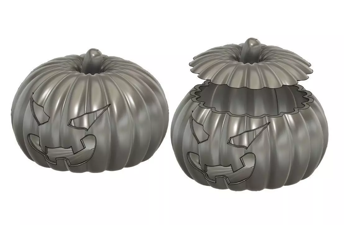 Set of Whole and Open Halloween Pumpkins 3D print model
