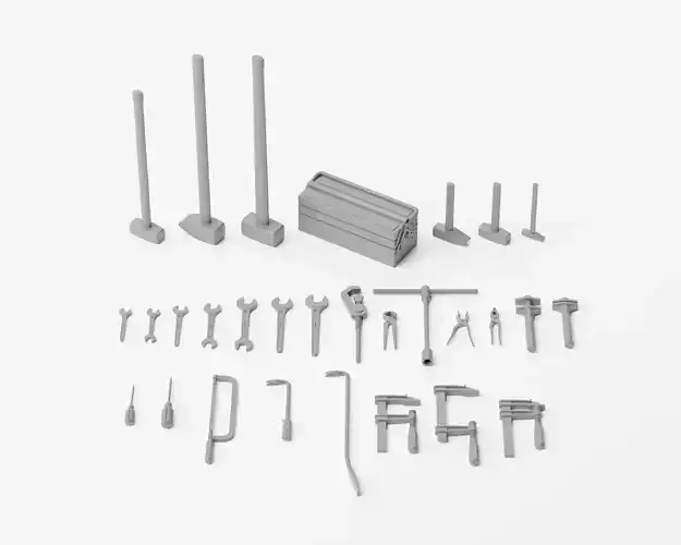 Workshop Tools Pack - 28 tools and toolbox 1-35 3D print model