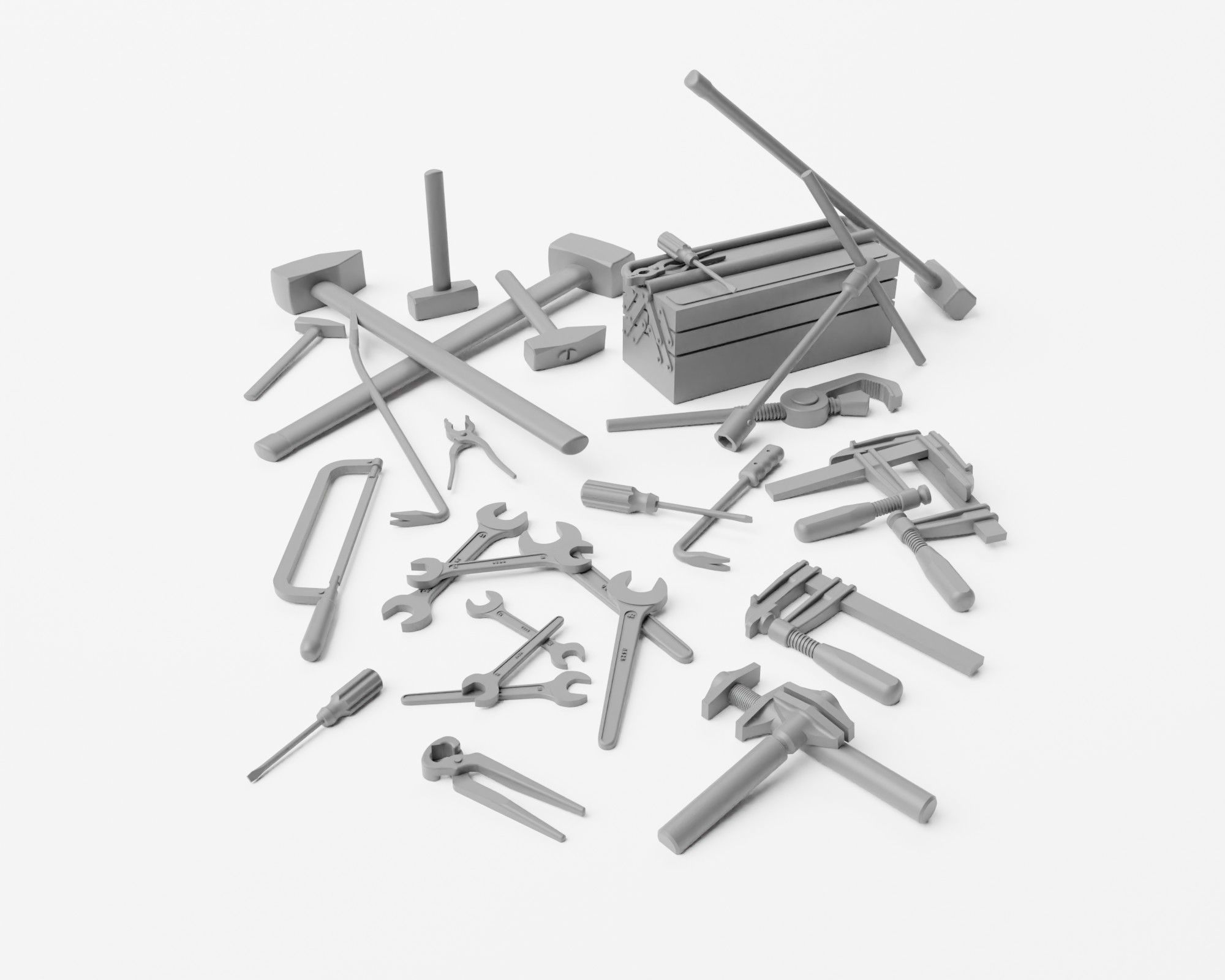 Workshop Tools Pack - 28 tools and toolbox 1-35 3D print model_1