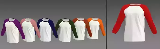 Raglon BaseBall T-Shirt Male 3D Clothing Model