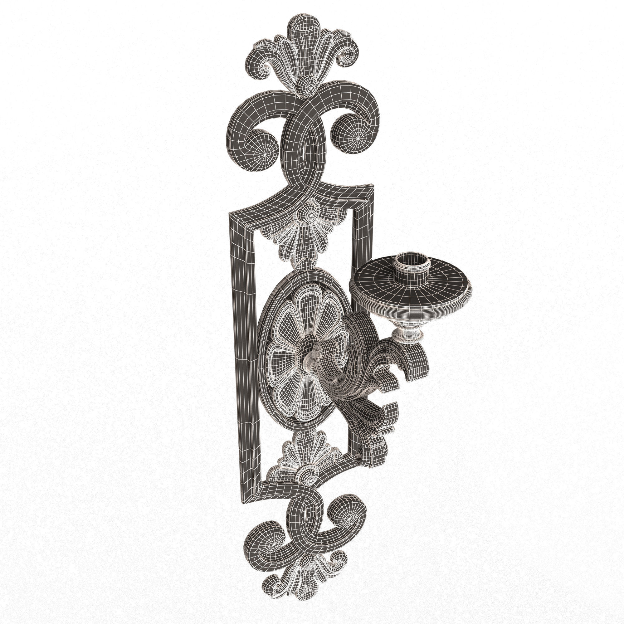 Classic Wall Chandelier 09 Low-poly 3D model_7