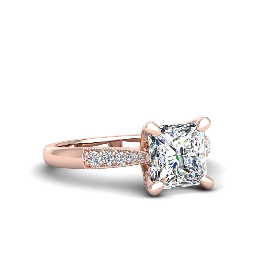 Engagement ring Lara princess 3D print model_13