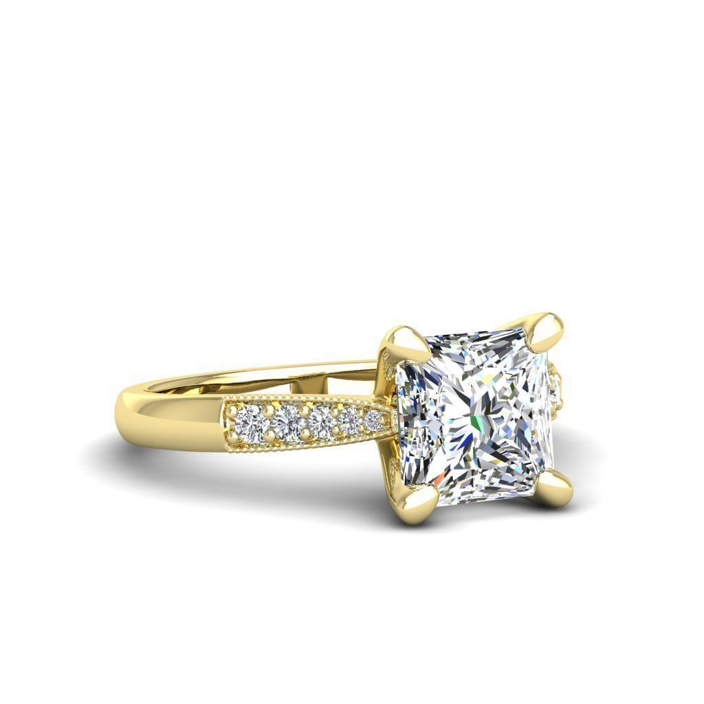 Engagement ring Lara princess 3D print model_9