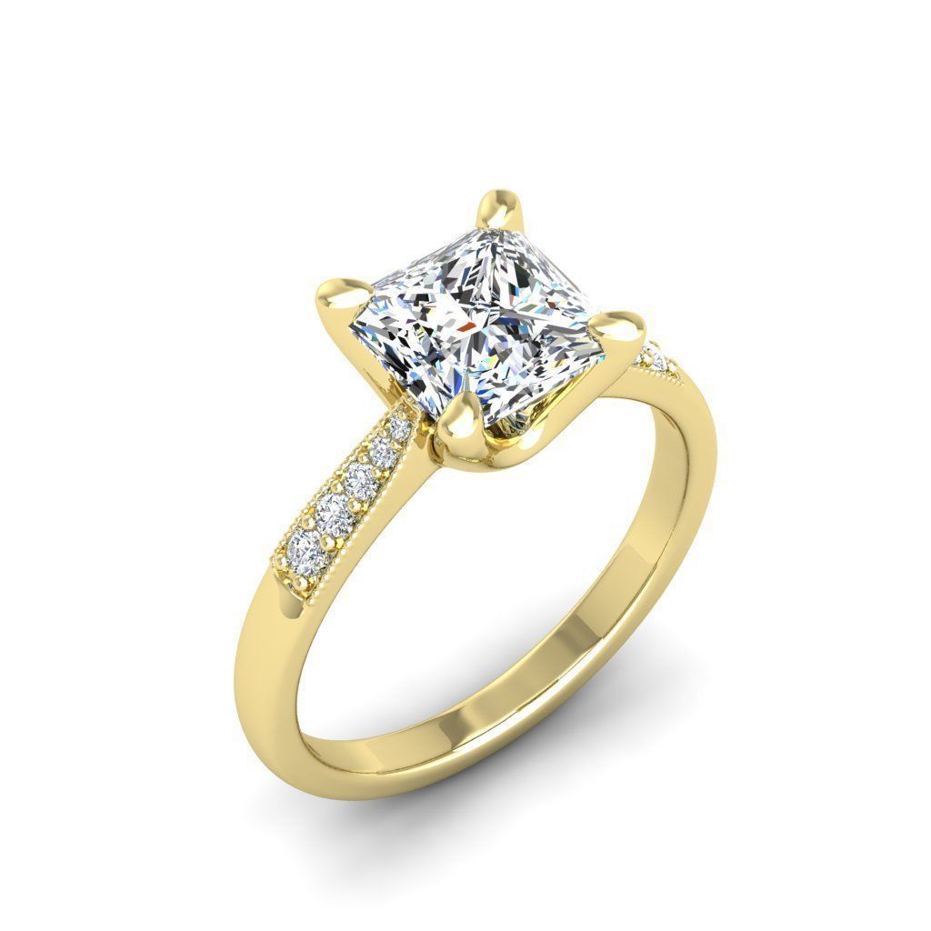 Engagement ring Lara princess 3D print model_18
