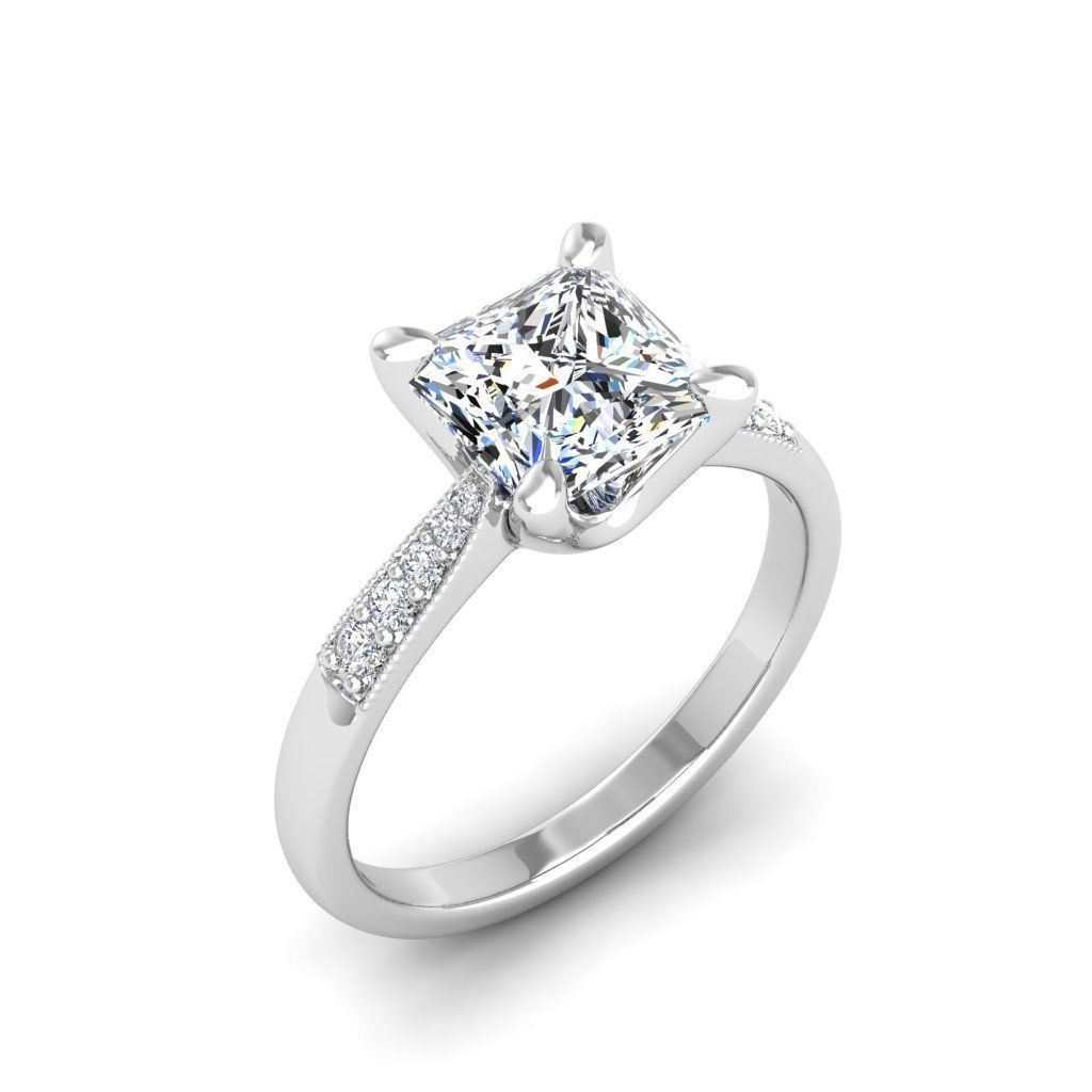Engagement ring Lara princess 3D print model_26