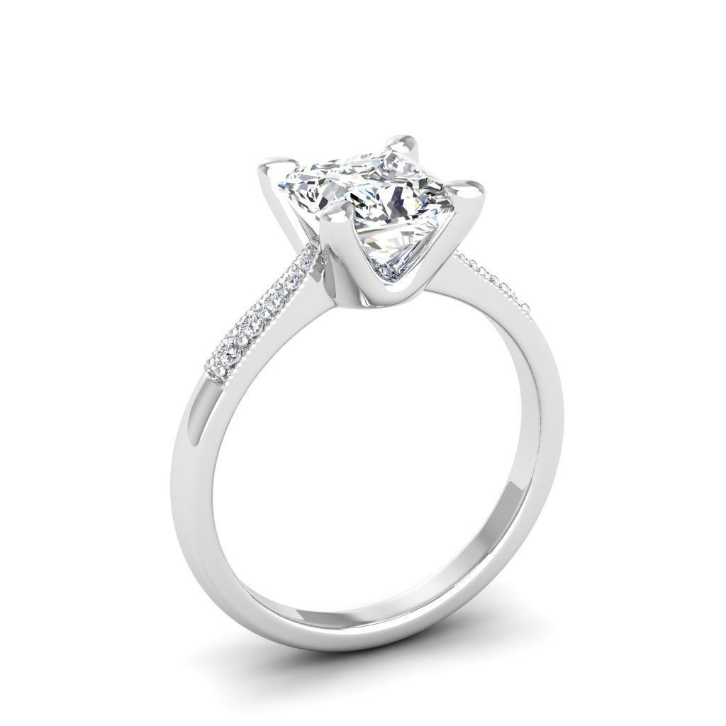 Engagement ring Lara princess 3D print model_24