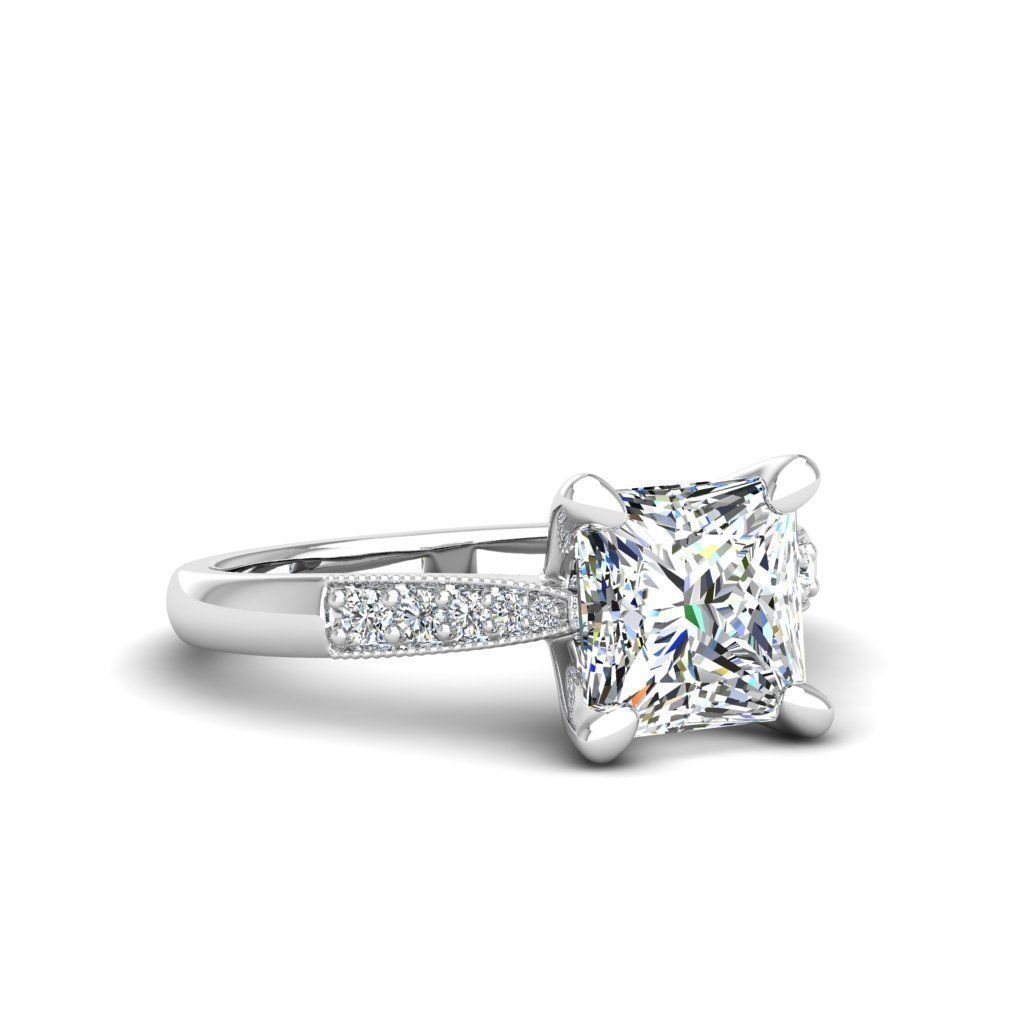 Engagement ring Lara princess 3D print model_25