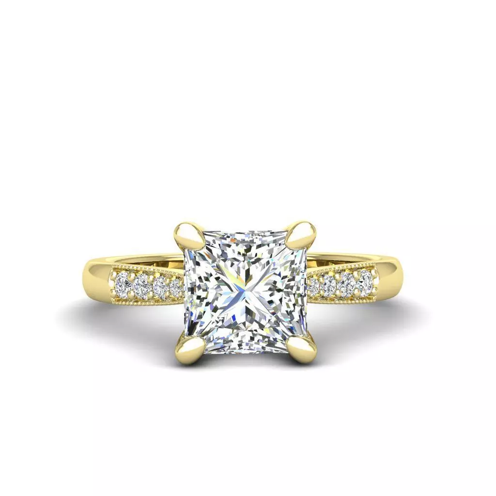 Engagement ring Lara princess 3D print model_0