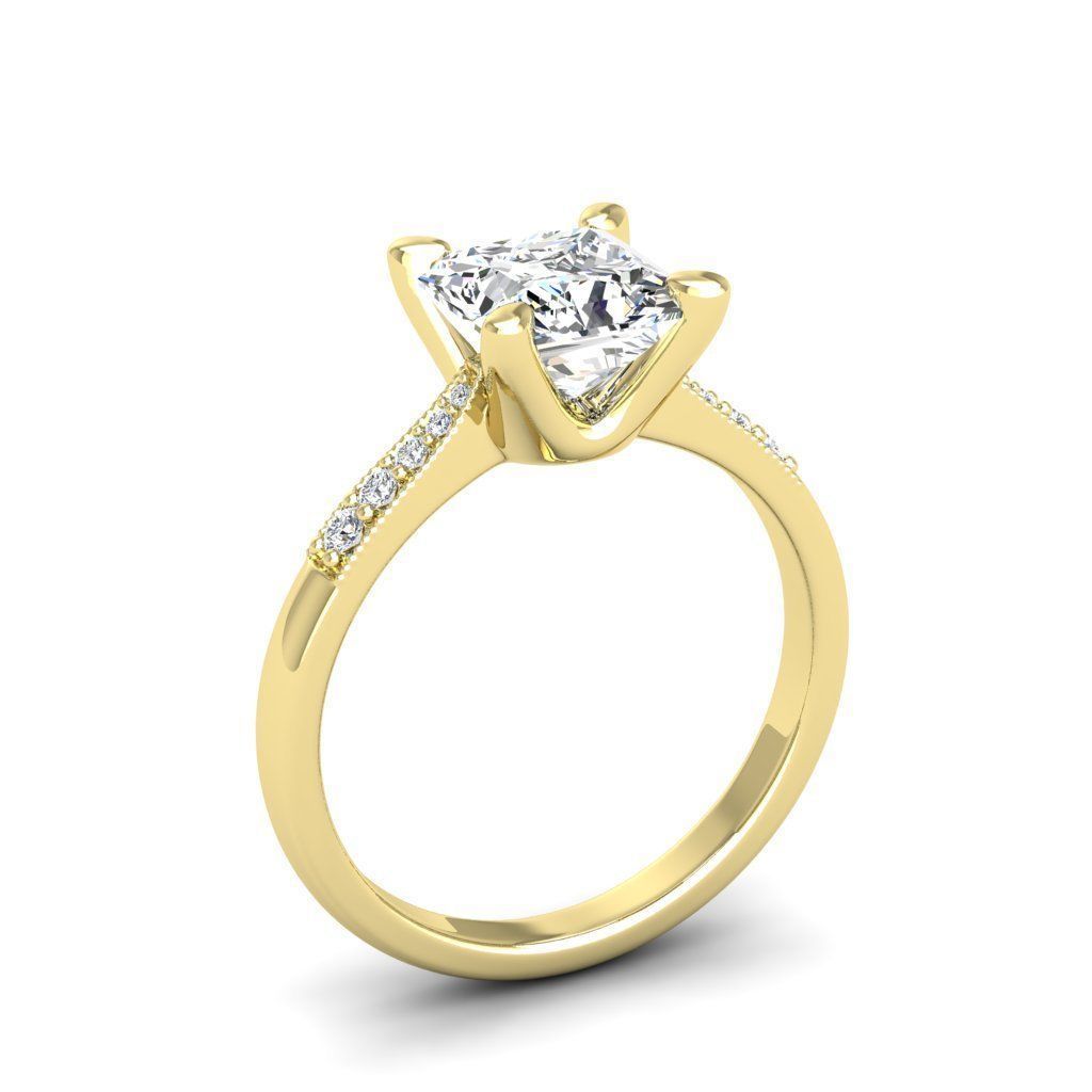 Engagement ring Lara princess 3D print model_21
