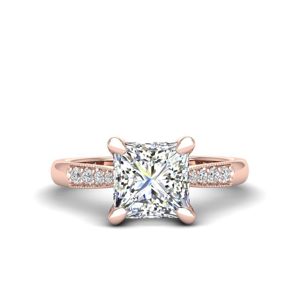 Engagement ring Lara princess 3D print model_28