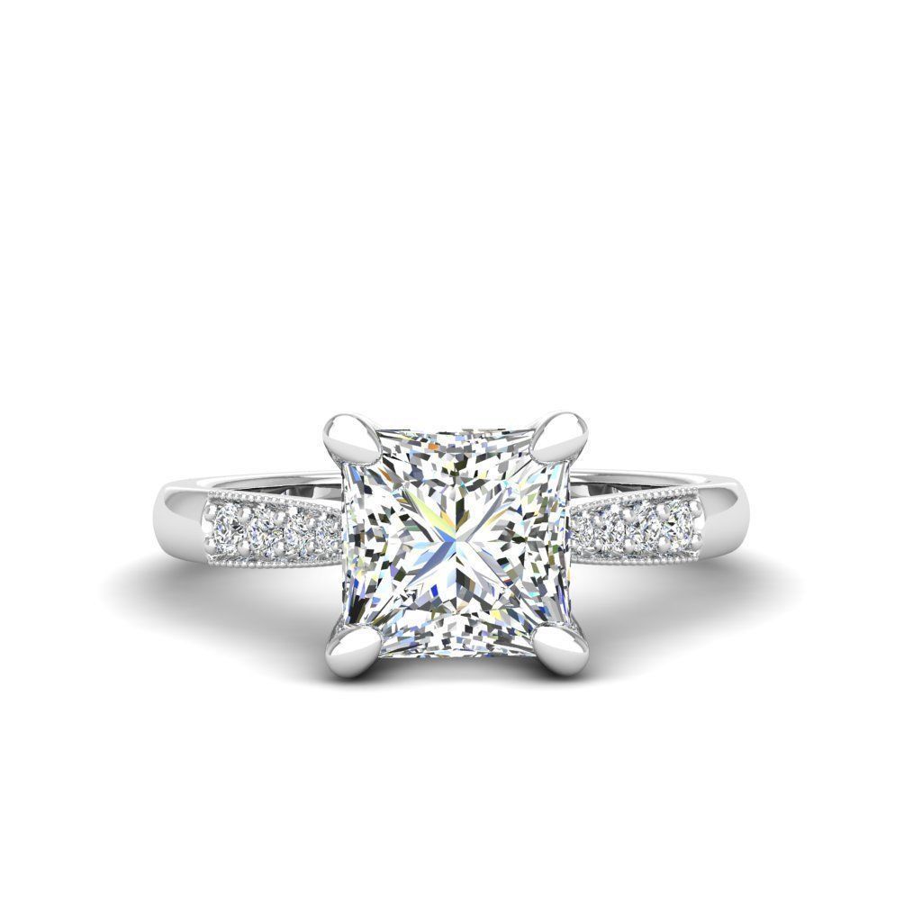 Engagement ring Lara princess 3D print model_27