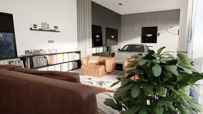 Automotive Studio Home Scene 3D Blender File Textured 3D model 5