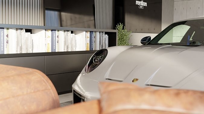 Automotive Studio Home Scene 3D Blender File Textured 3D model 4