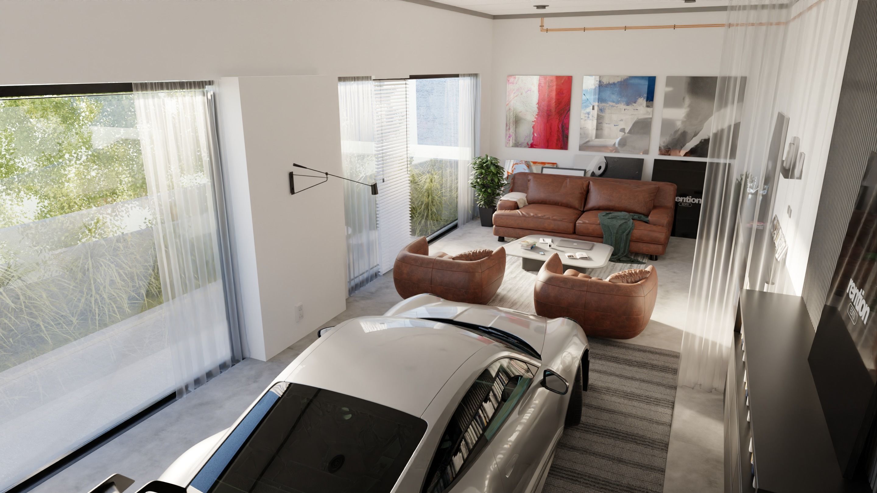 Automotive Studio Home Scene 3D Blender File Textured 3D model_5