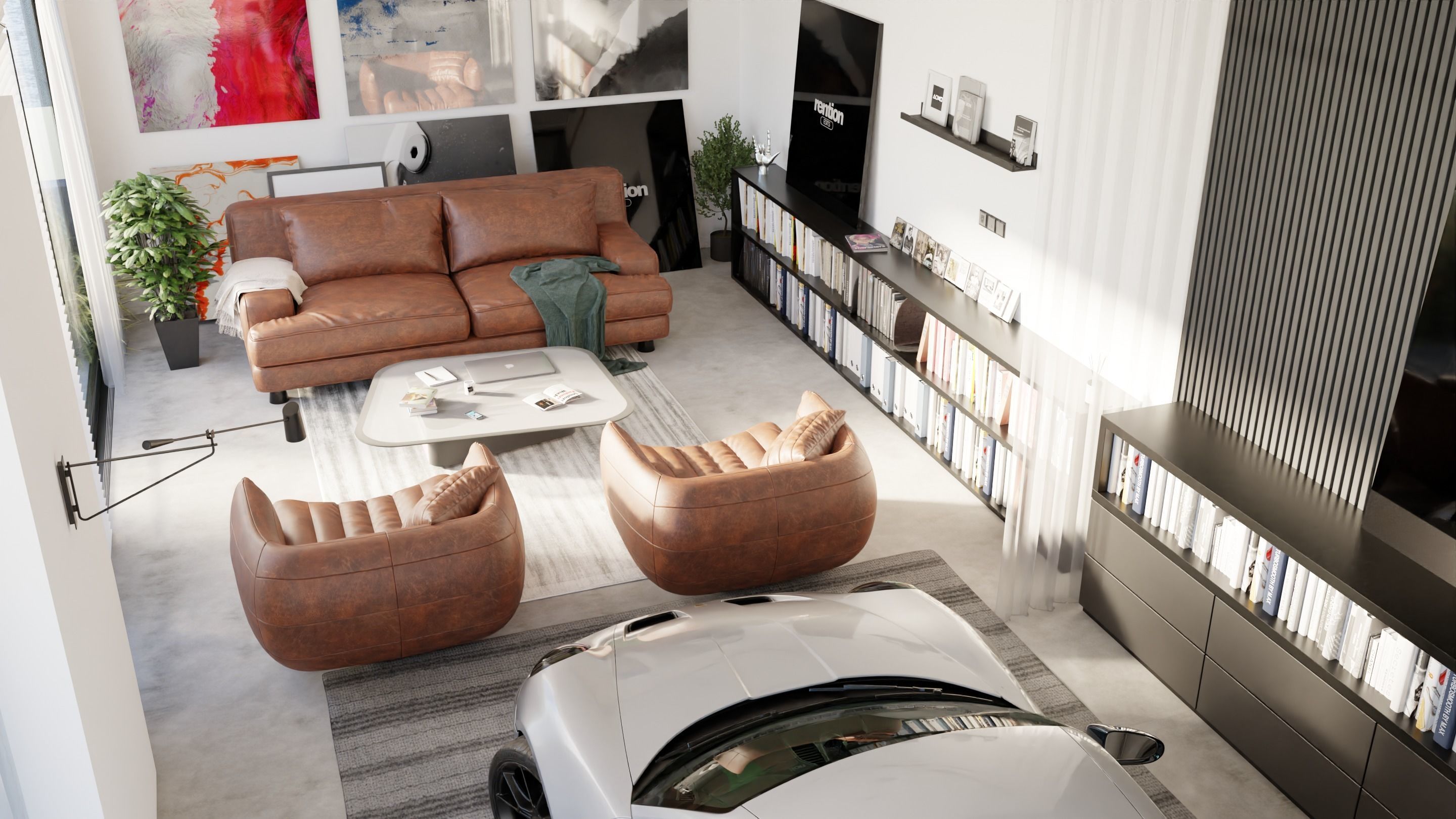 Automotive Studio Home Scene 3D Blender File Textured 3D model_1