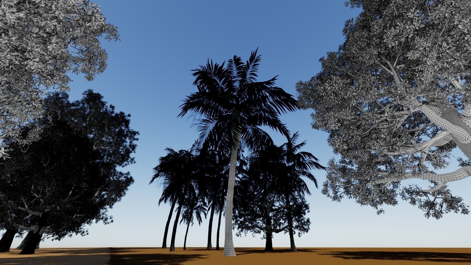 Coconut tree and 3d fantasy big tree 3D model_5