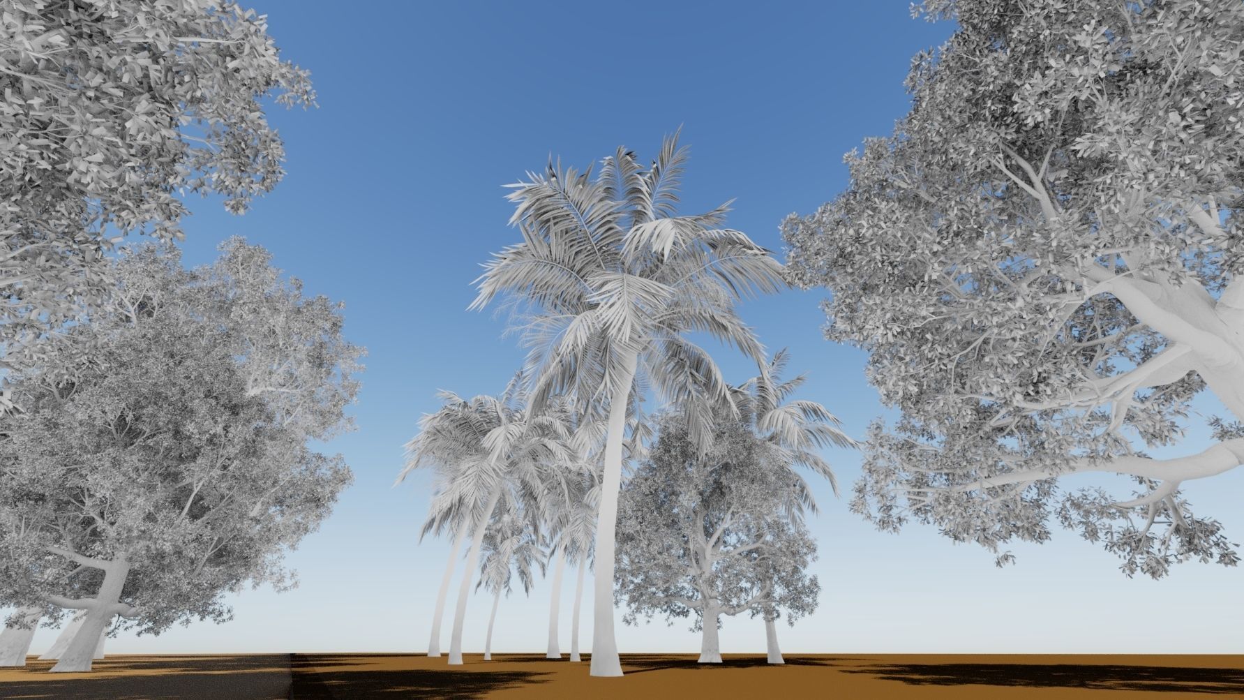 Coconut tree and 3d fantasy big tree 3D model_4