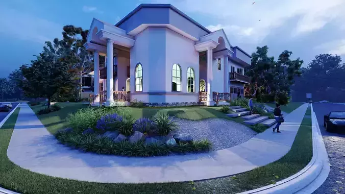 Revit Classical Villa  Low-poly 3D model