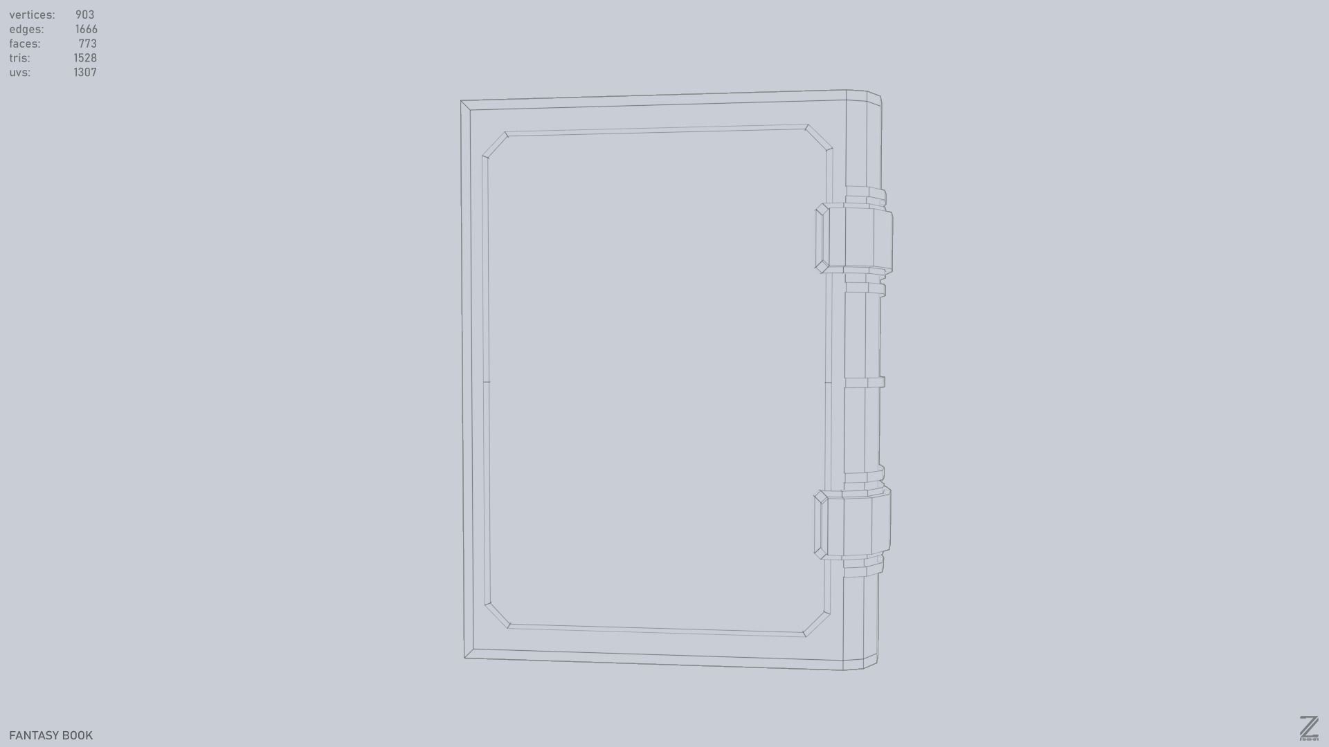 Fantasy book Low-poly 3D model_12