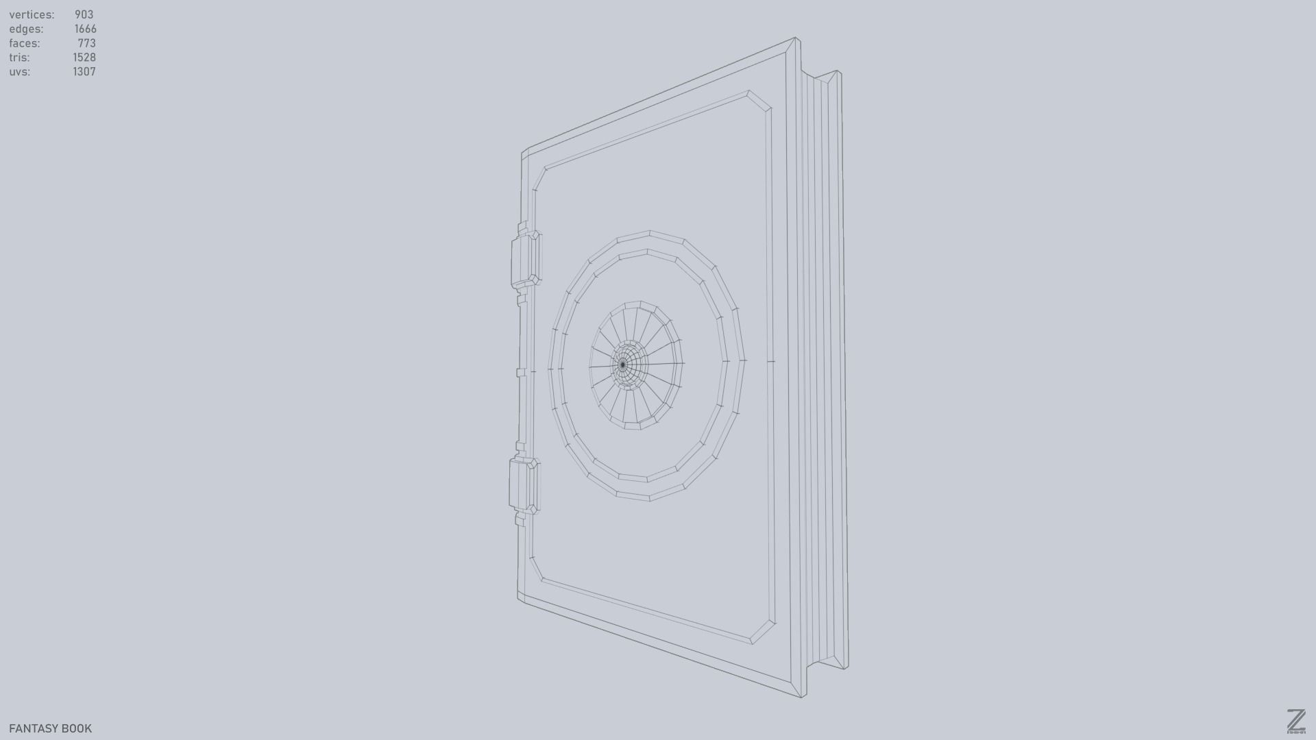 Fantasy book Low-poly 3D model_9