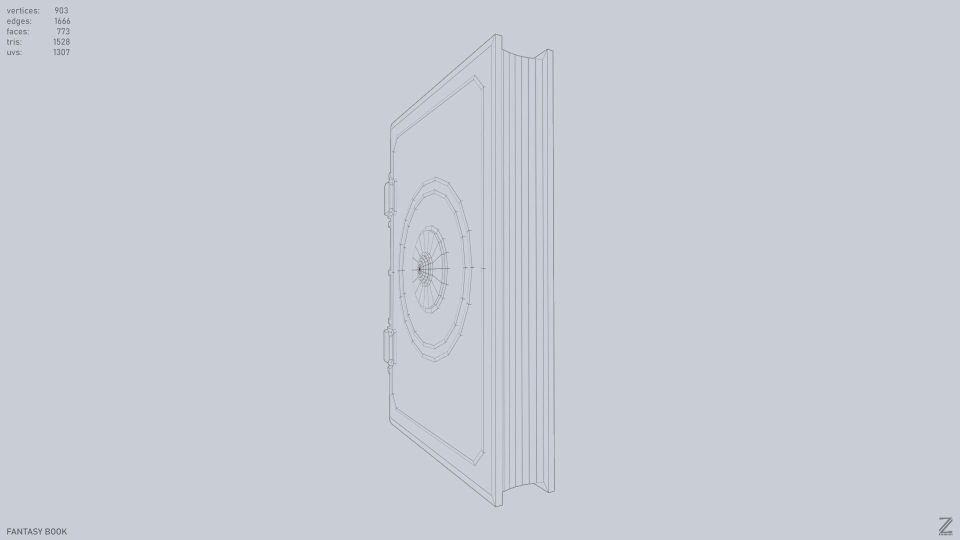 Fantasy book Low-poly 3D model_10