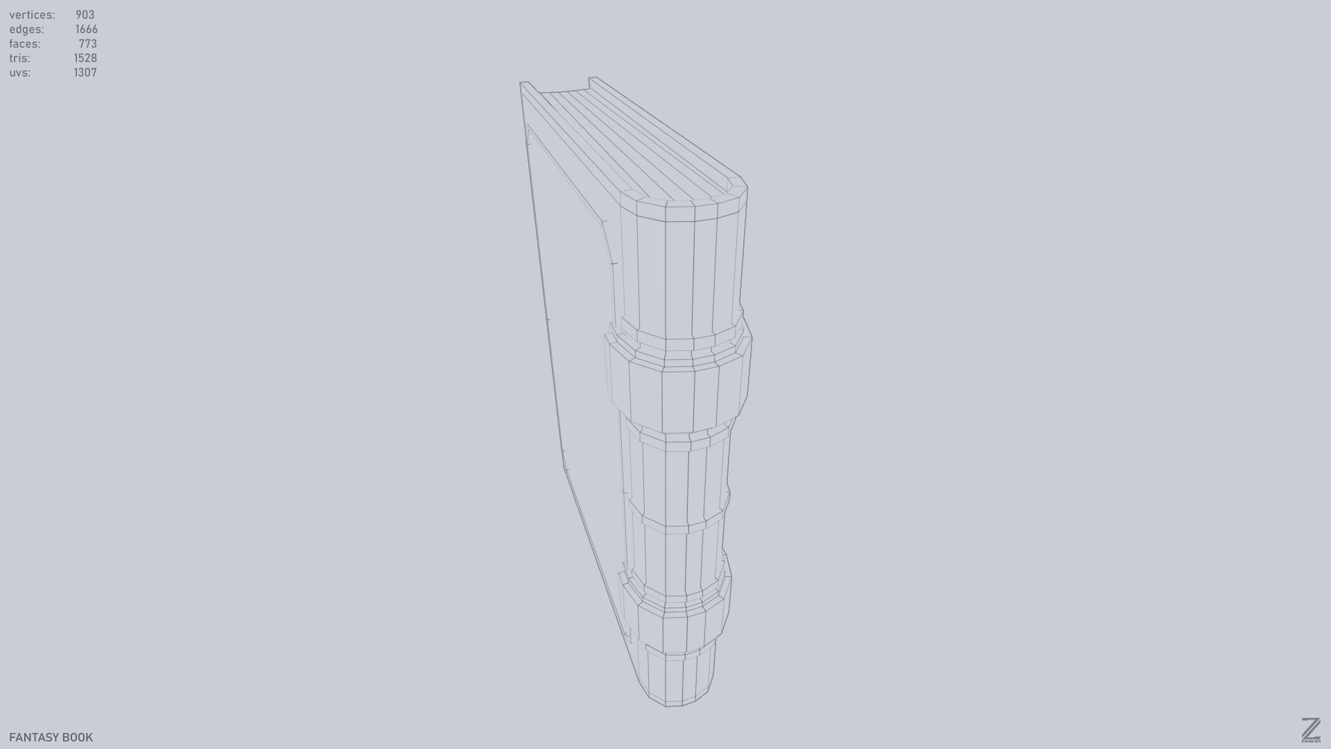 Fantasy book Low-poly 3D model_13