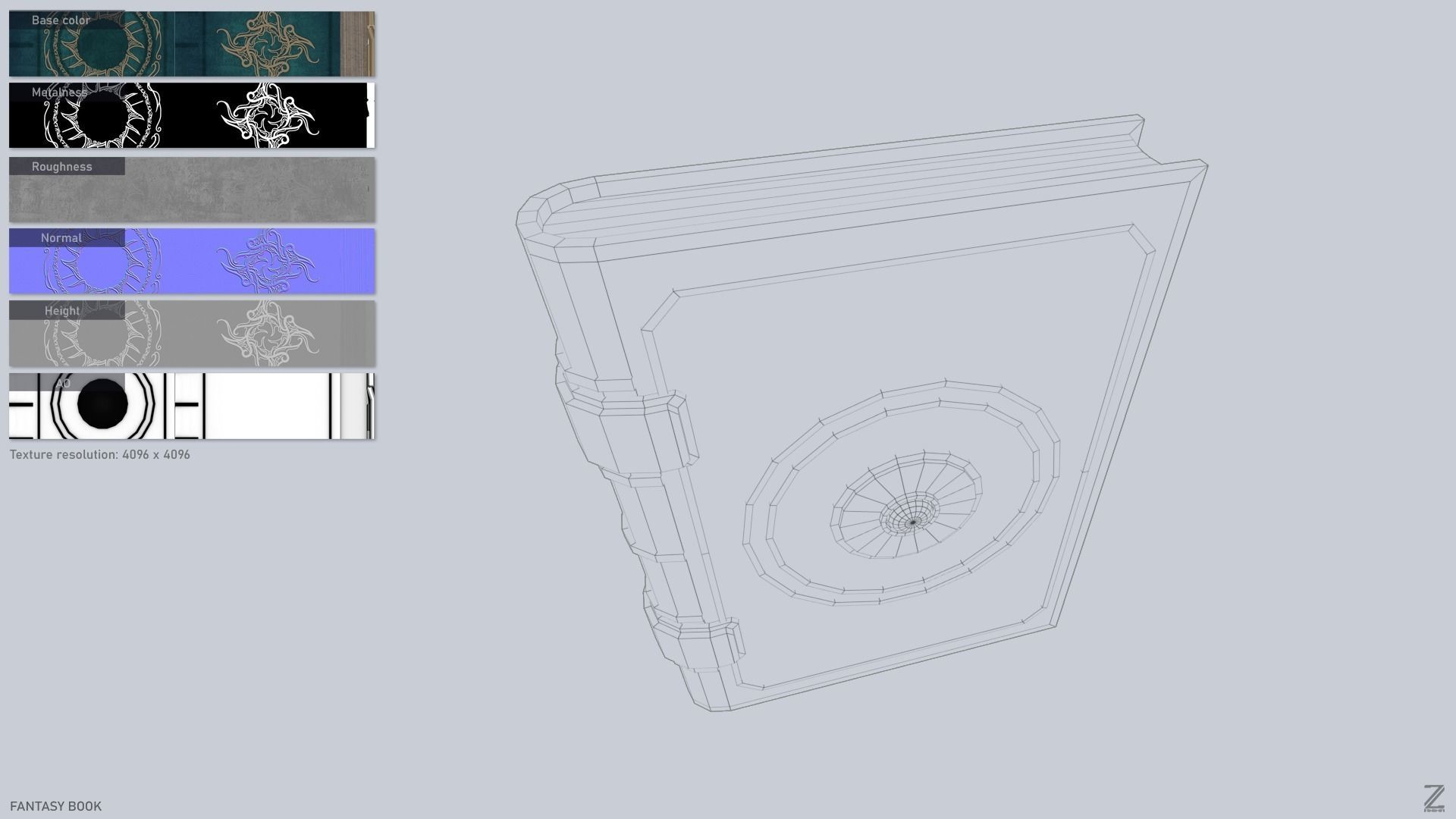 Fantasy book Low-poly 3D model_2