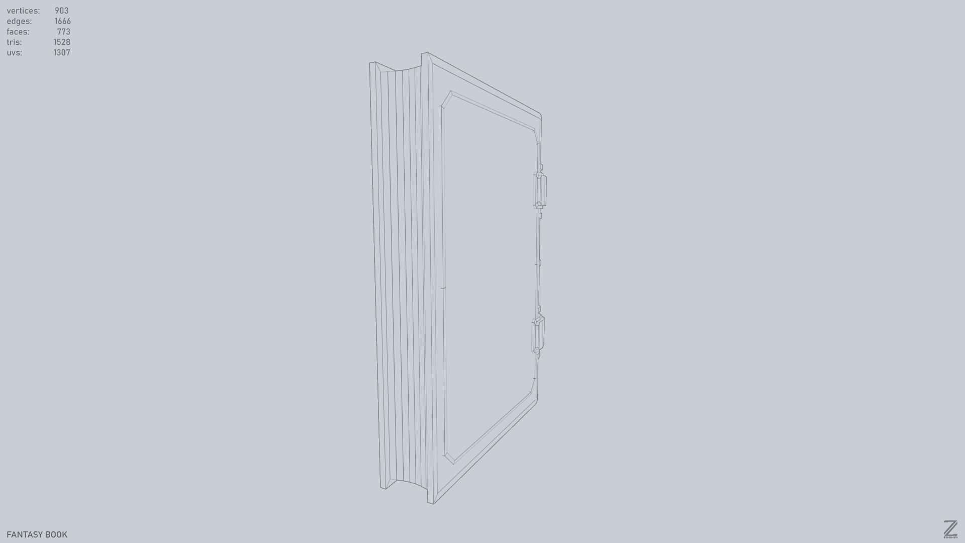 Fantasy book Low-poly 3D model_11