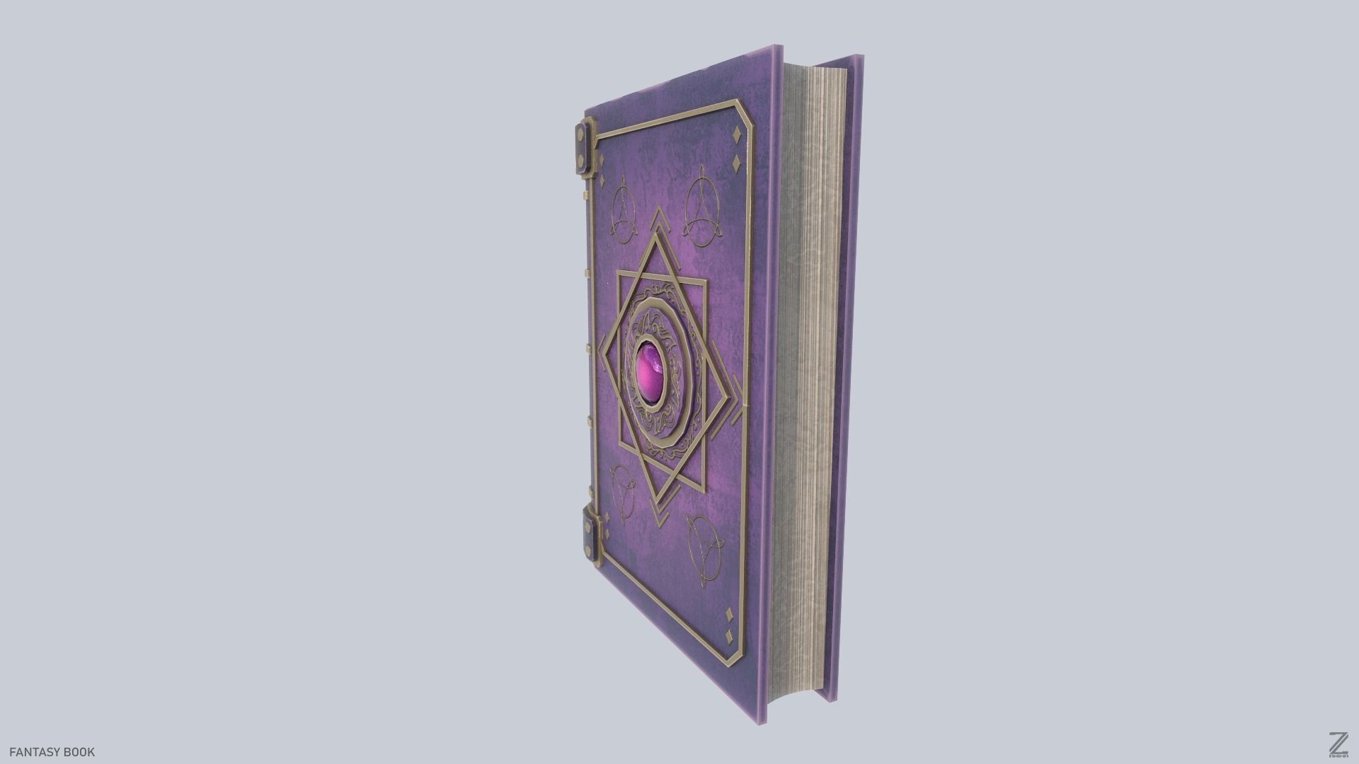 Fantasy book Low-poly 3D model_3