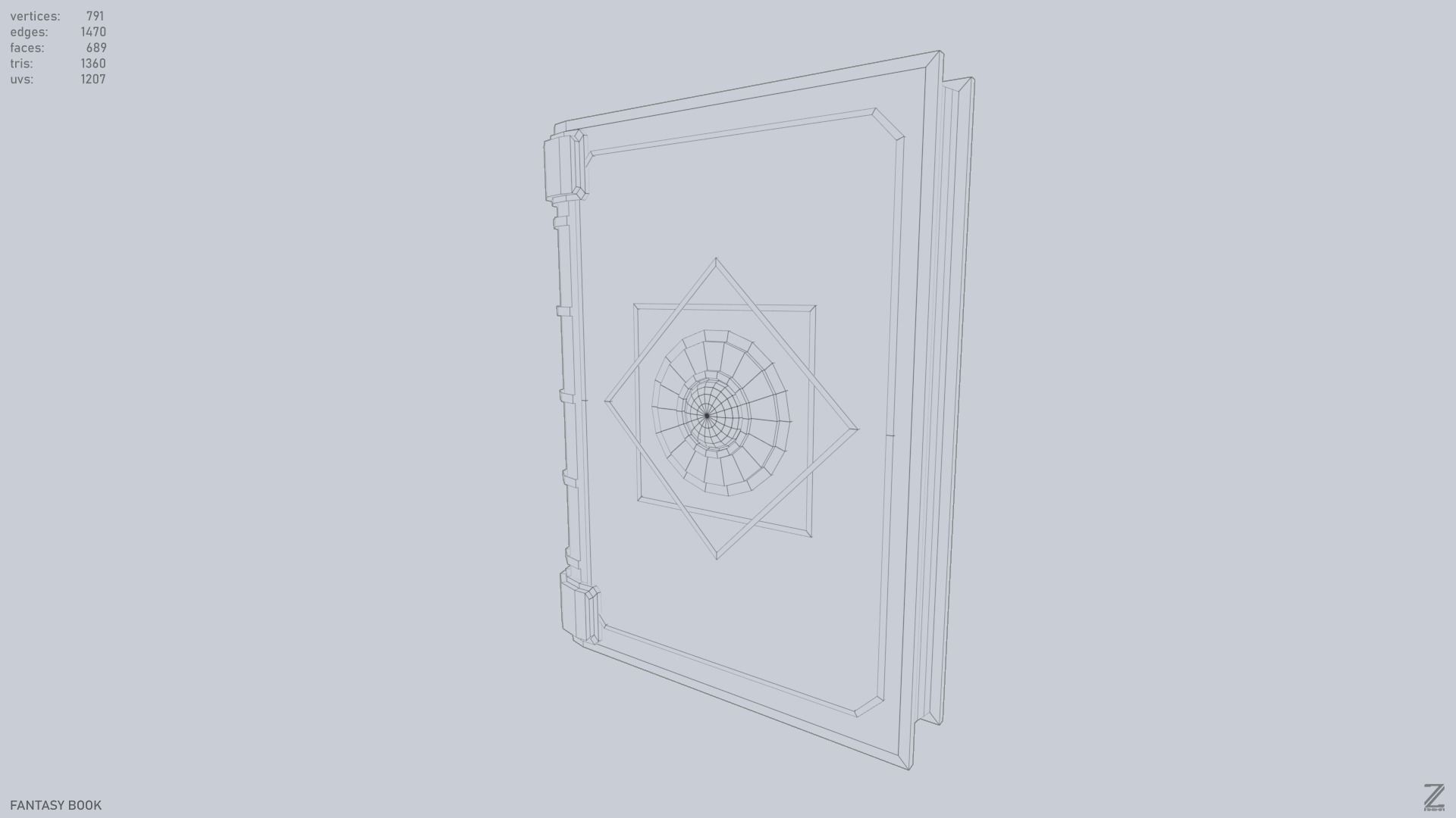 Fantasy book Low-poly 3D model_9