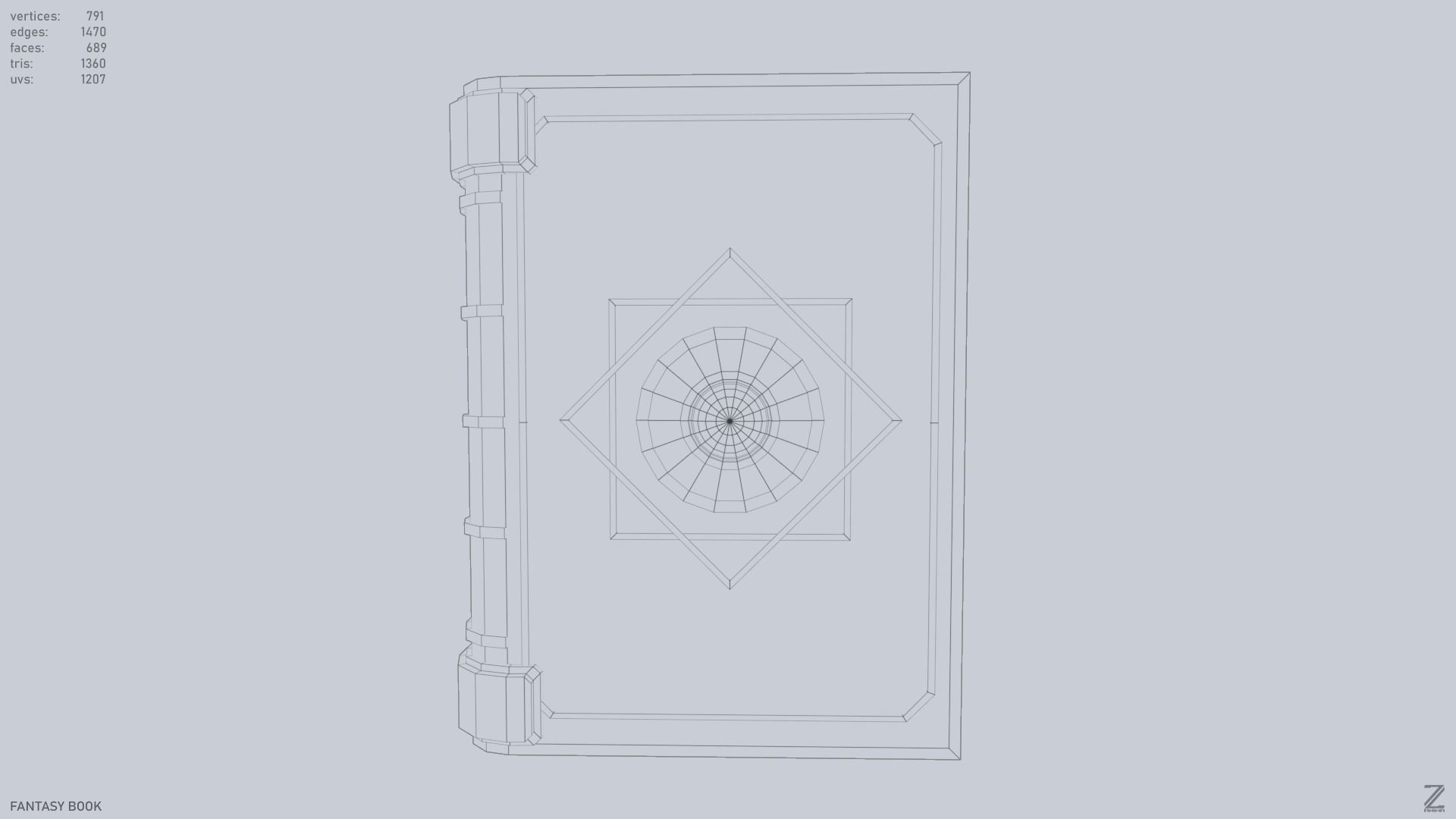 Fantasy book Low-poly 3D model_8