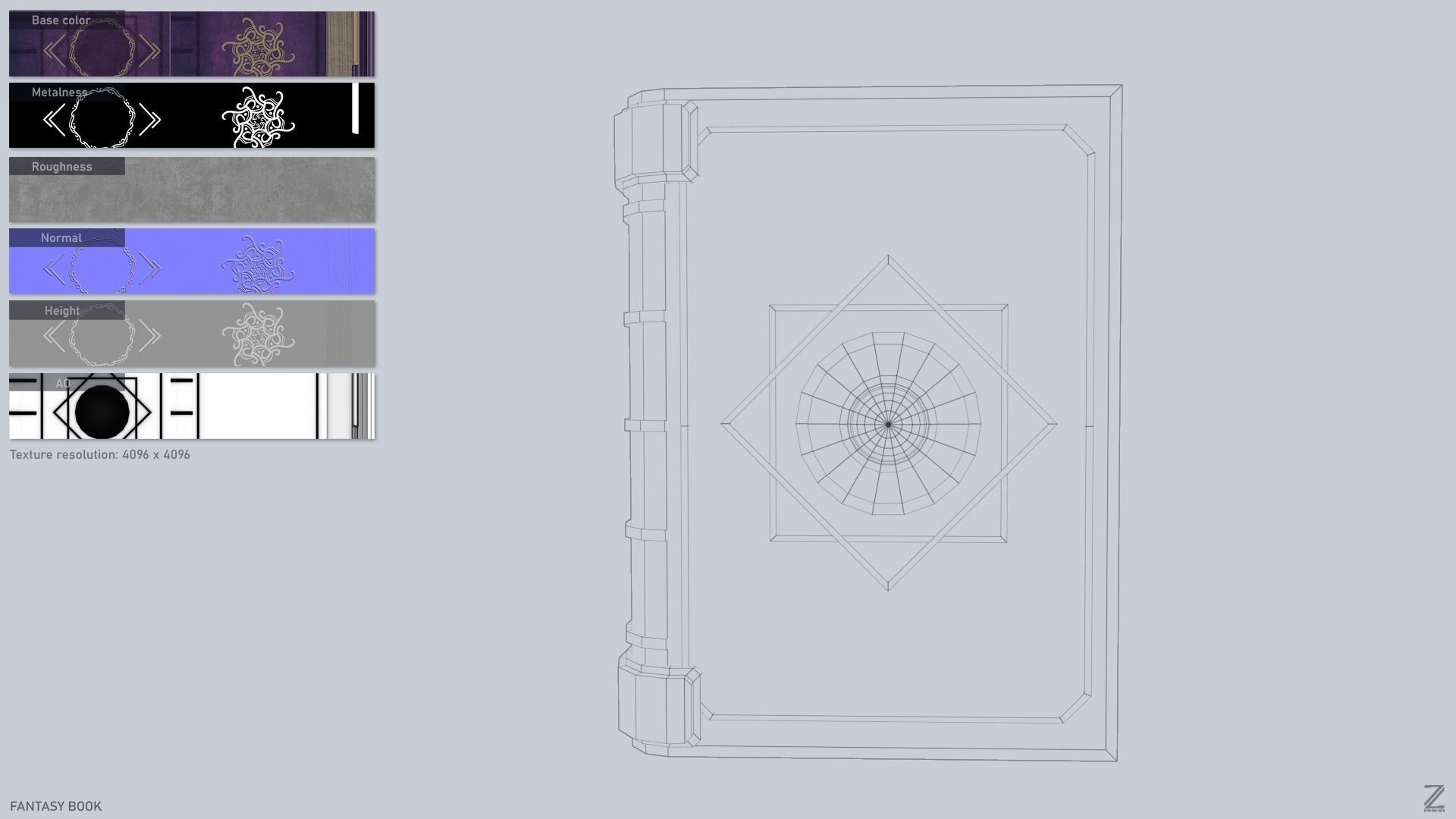 Fantasy book Low-poly 3D model_2