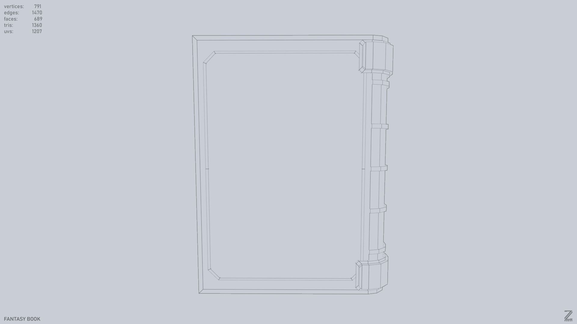 Fantasy book Low-poly 3D model_12