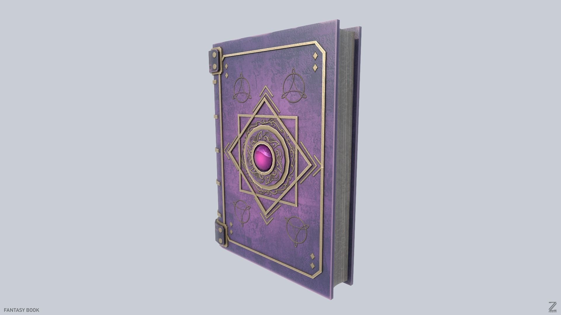 Fantasy book Low-poly 3D model_1
