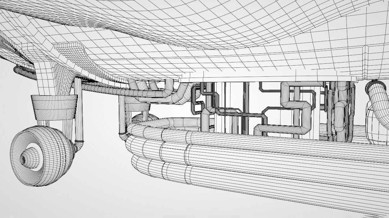 Fantastic retro futuristic airship airplane 3D model_16
