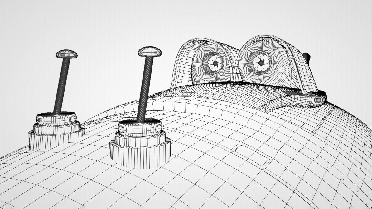 Fantastic retro futuristic airship airplane 3D model_18