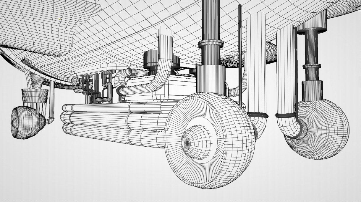 Fantastic retro futuristic airship airplane 3D model_17