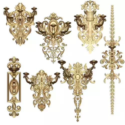 Classic Wall Chandelier Collection Low-poly 3D model