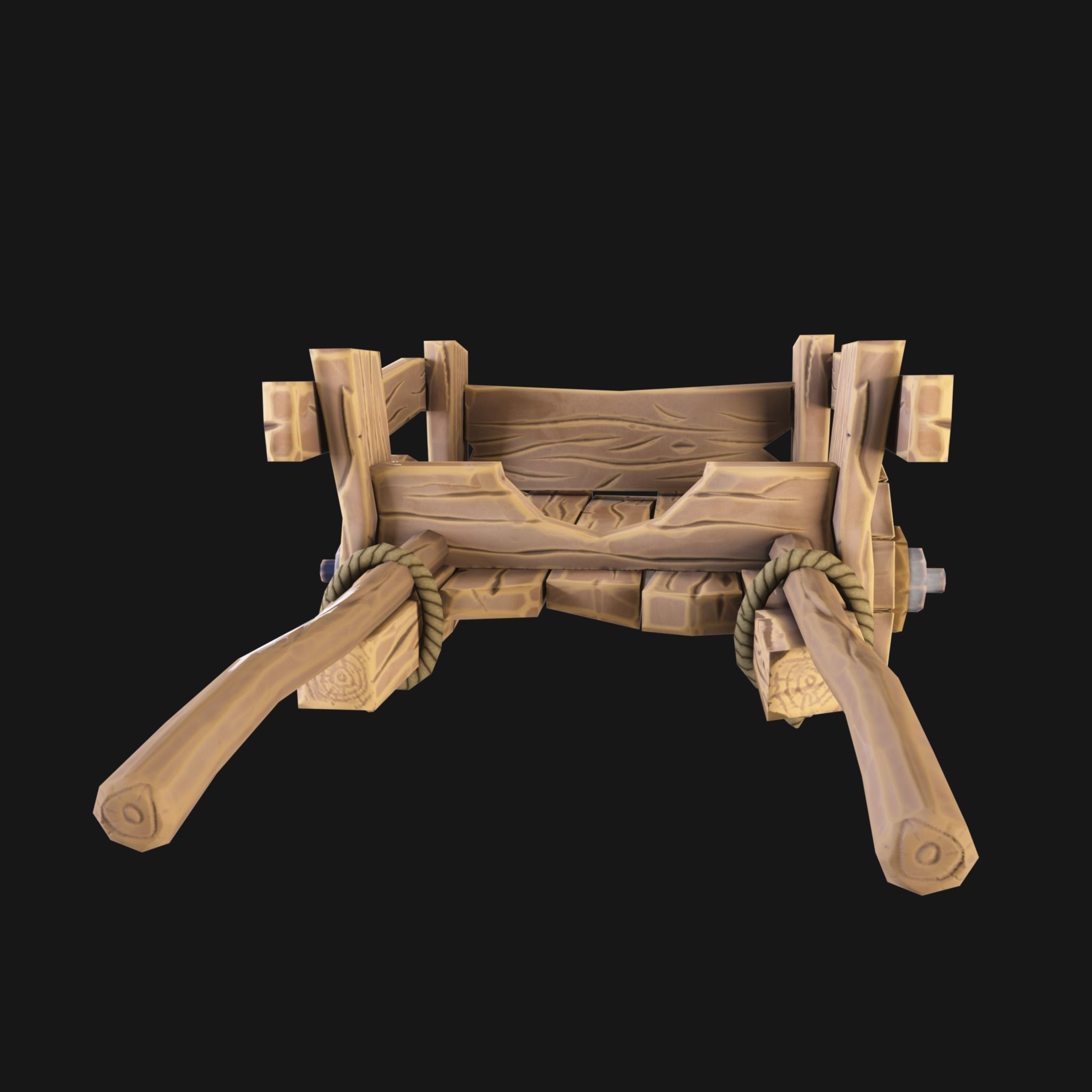 Stylized medieval cart Free low-poly 3D model_4