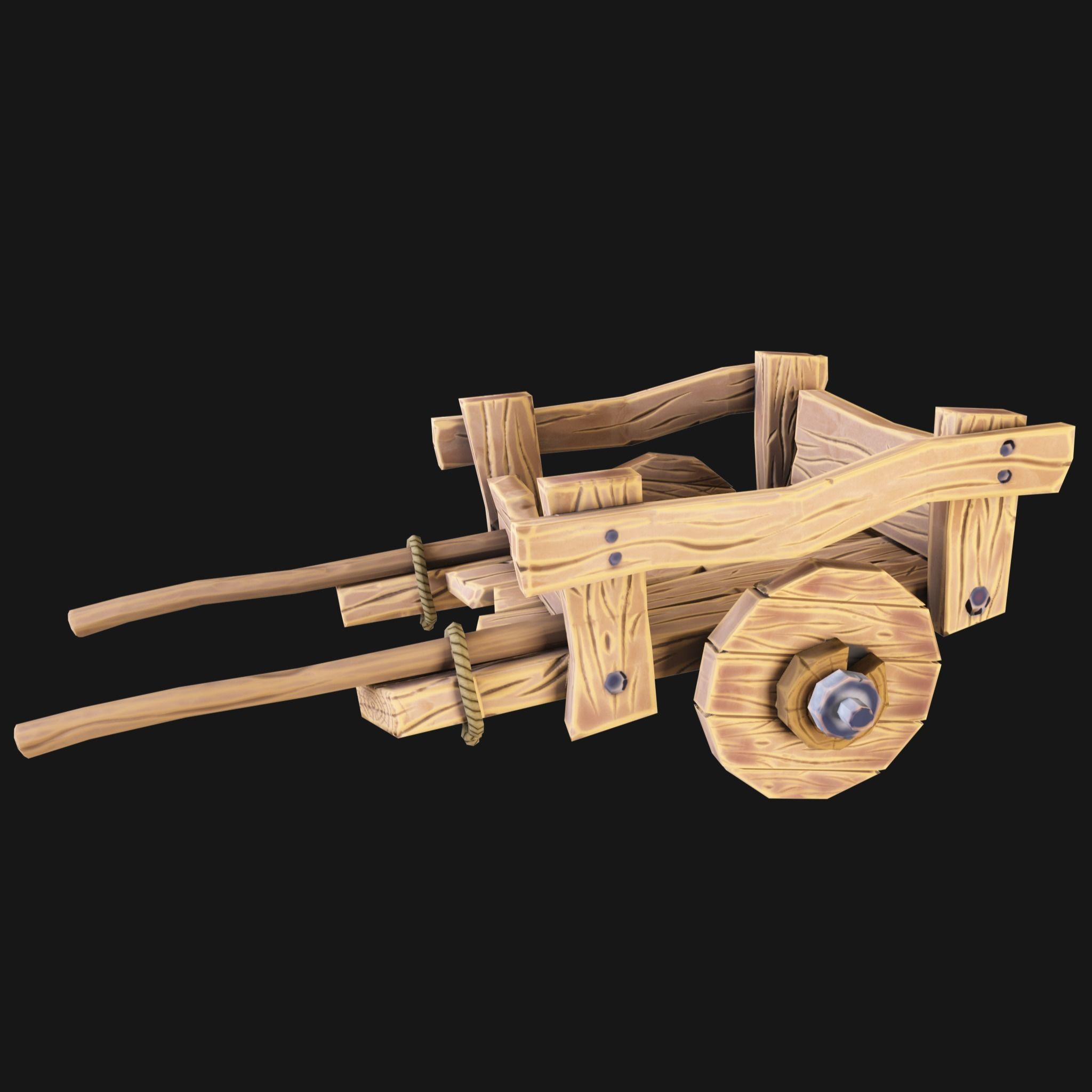 Stylized medieval cart Free low-poly 3D model_2