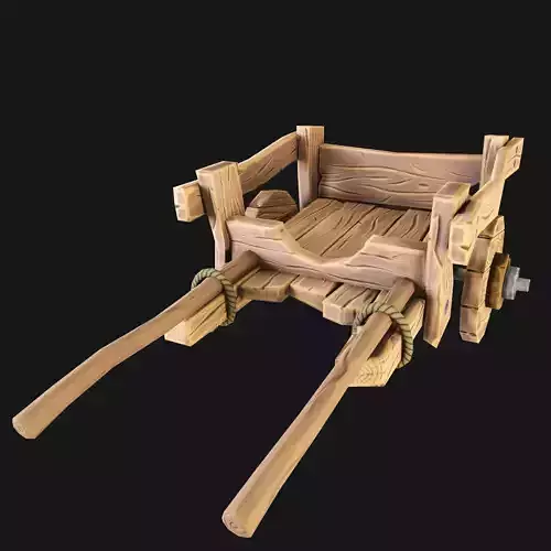 Stylized medieval cart Free low-poly 3D model