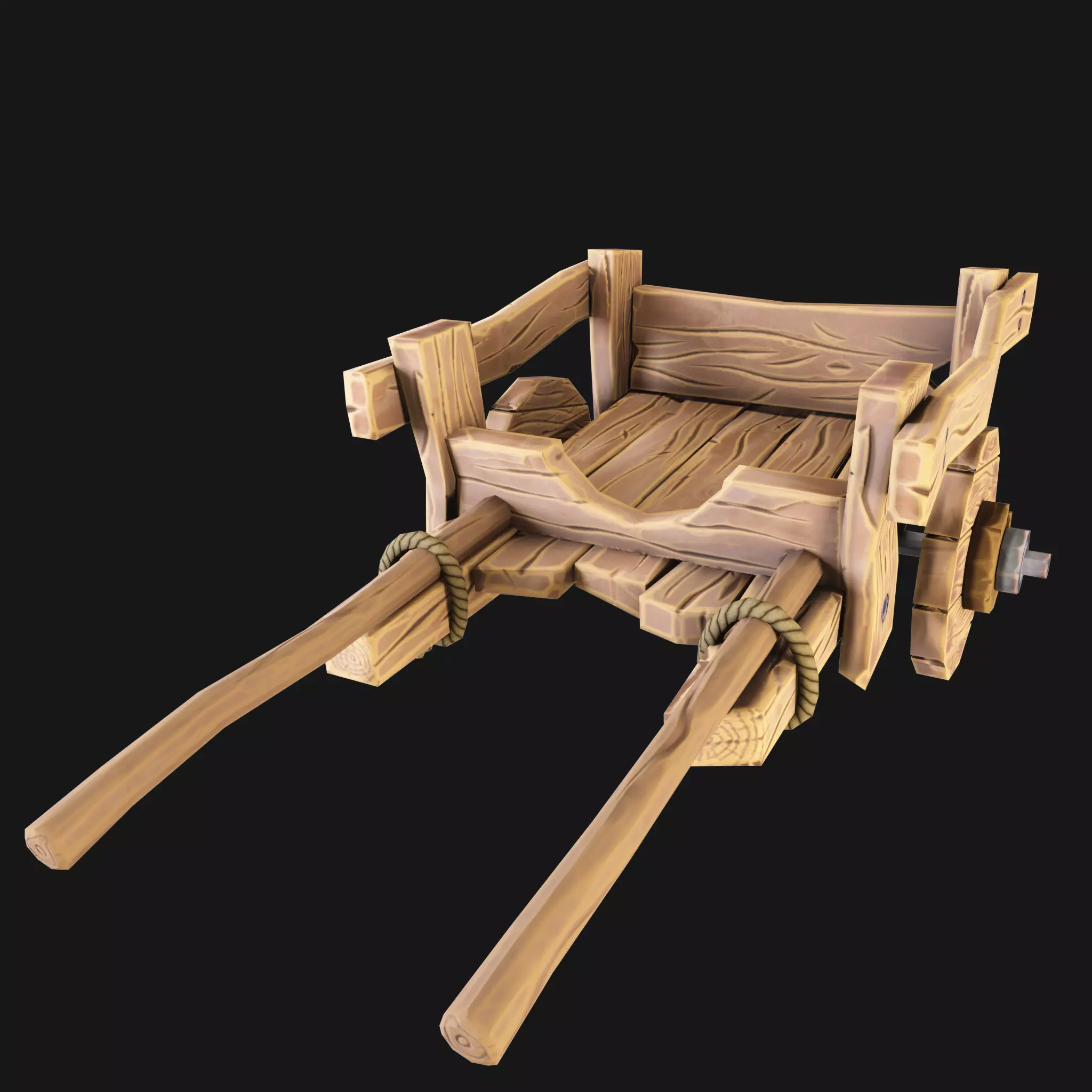 Stylized medieval cart Free low-poly 3D model_0