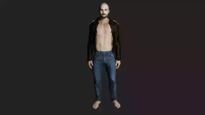Strong bald man 3D model