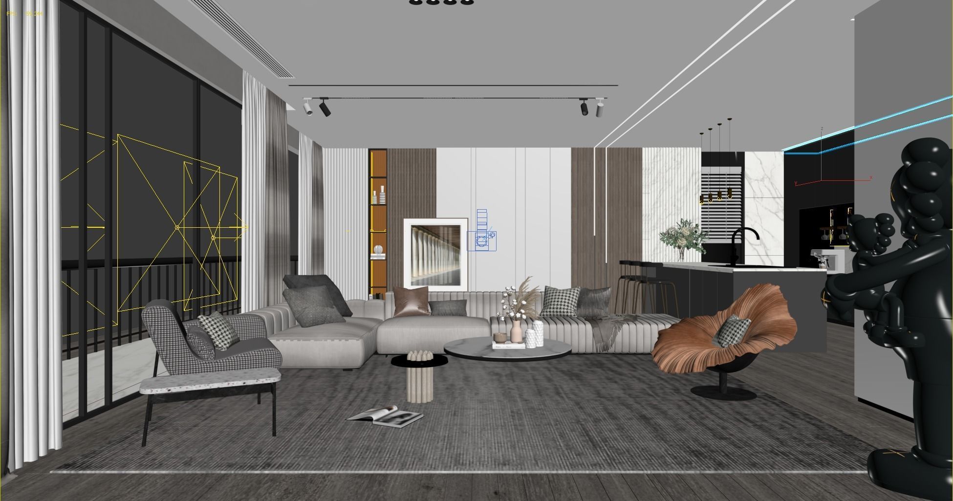 Living Room Interior Scene 3D model_2