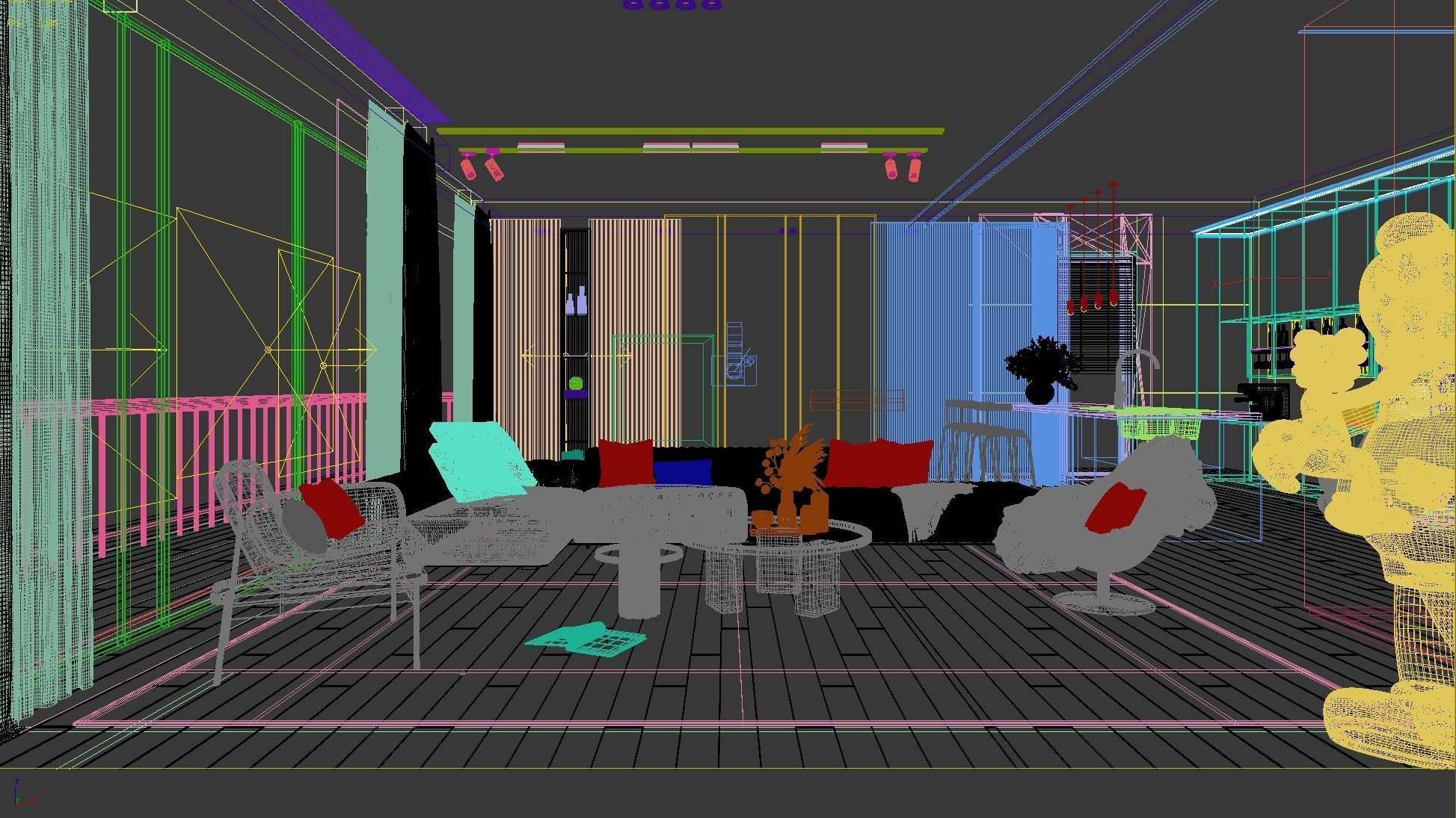 Living Room Interior Scene 3D model_4