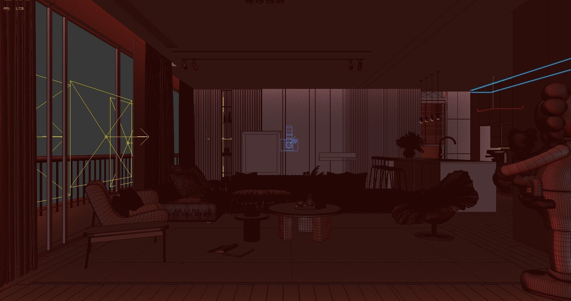 Living Room Interior Scene 3D model_5