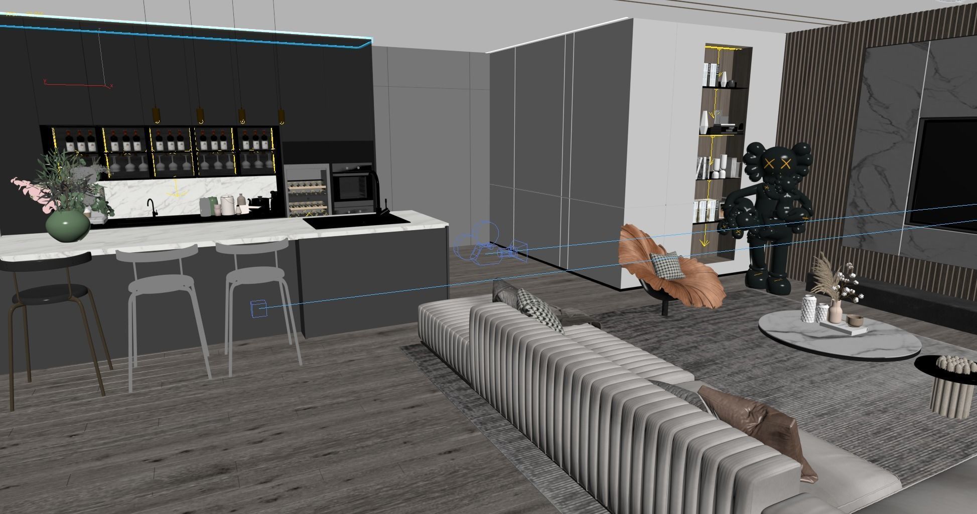 Living Room Interior Scene 3D model_11