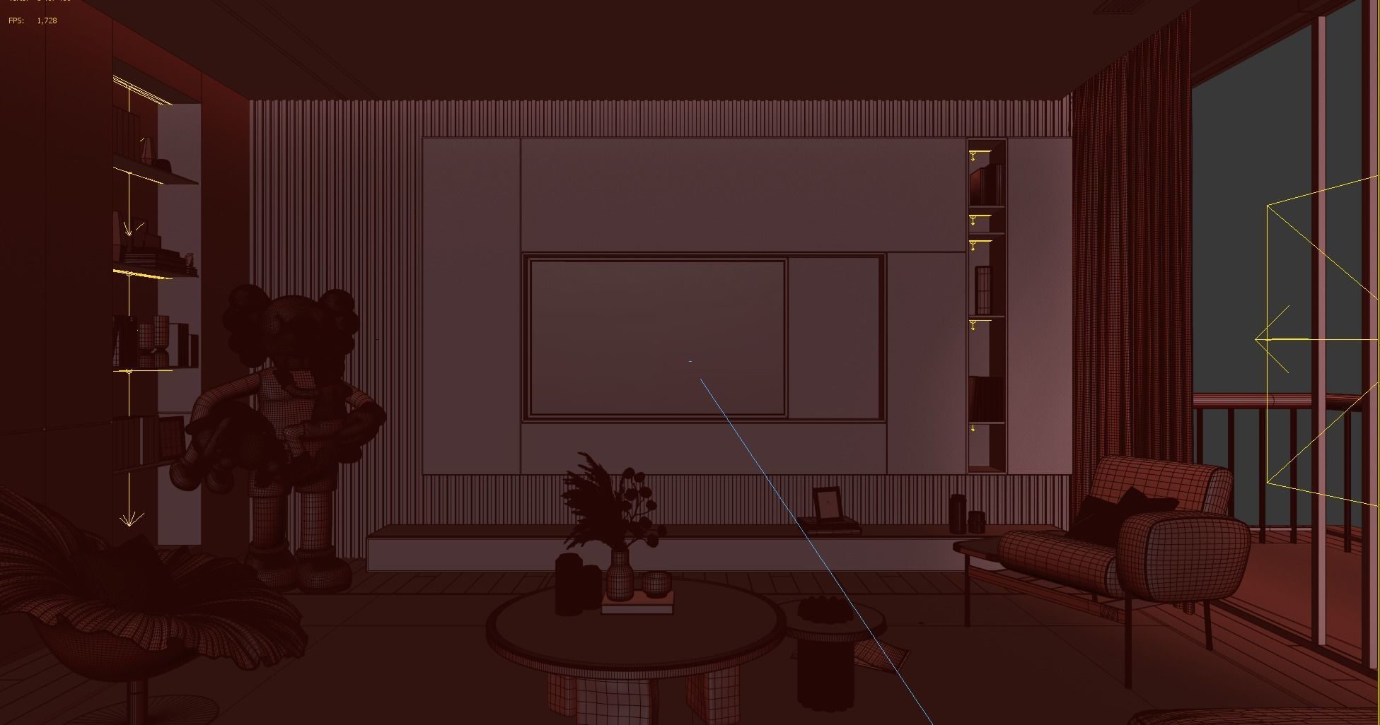 Living Room Interior Scene 3D model_6